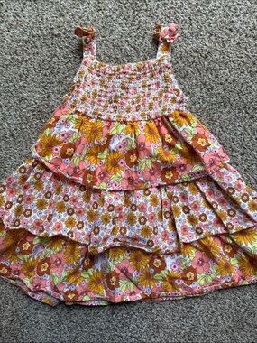 wonder nation Pink and Yellow Floral Tiered Sundress